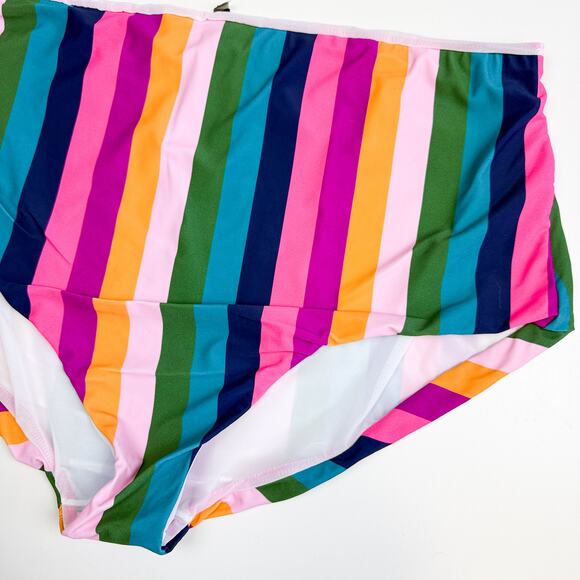 Torrid Rainbow Stripe High Waist Swim Bottoms Pink Blue - Size 4 4X 26 - Picture 2 of 6